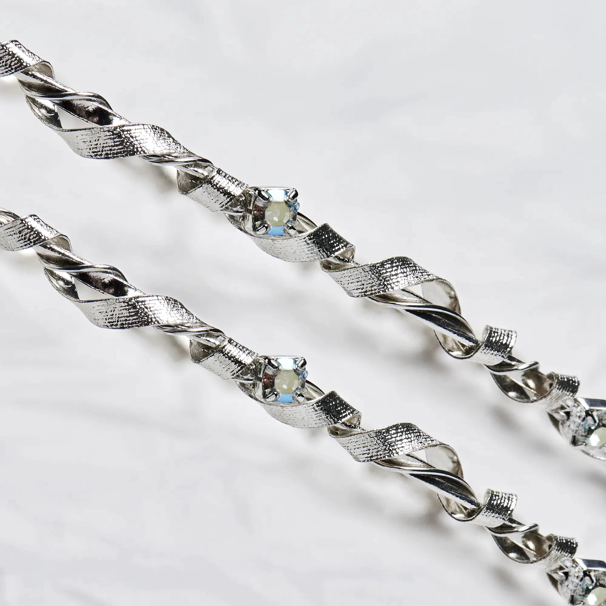 Sterling Silver Stefana with Hammered Ribbon & Multicolored Crystals | Wedding Crowns Secondary image