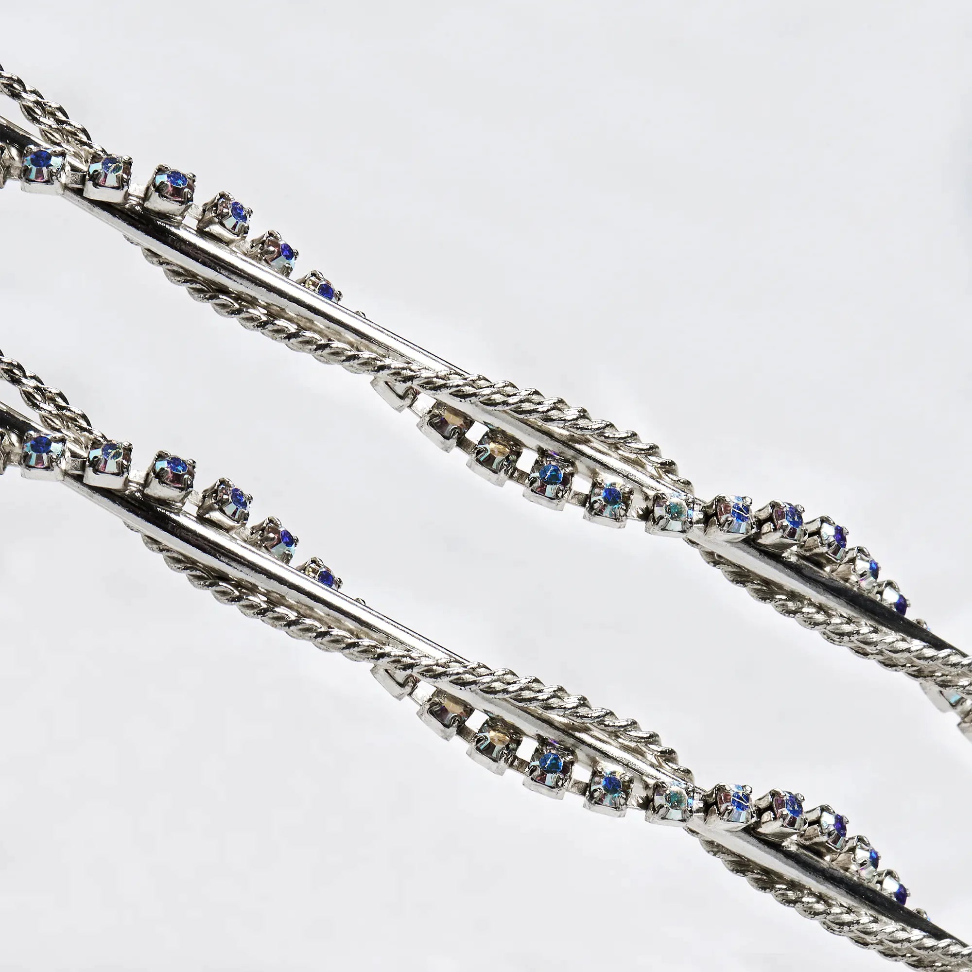 Silver Twisted Stefana with Multicolored Crystals | Wedding Crowns Secondary image