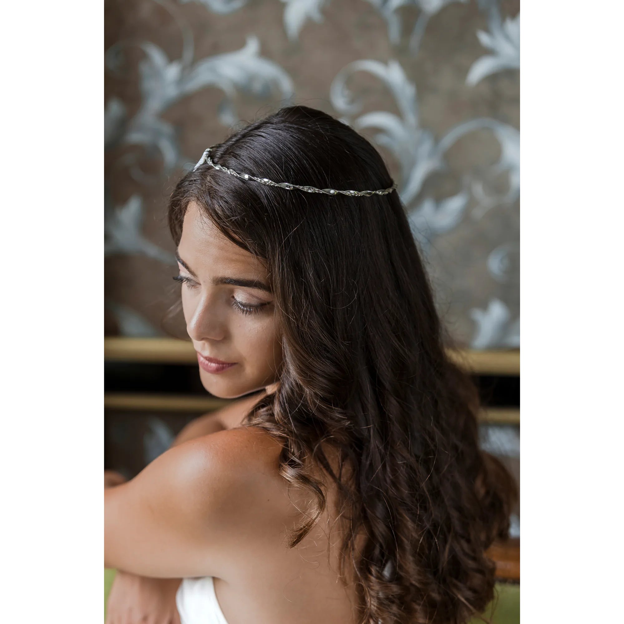 Dual-Twisted Sterling Silver Ribbon Wedding Crowns