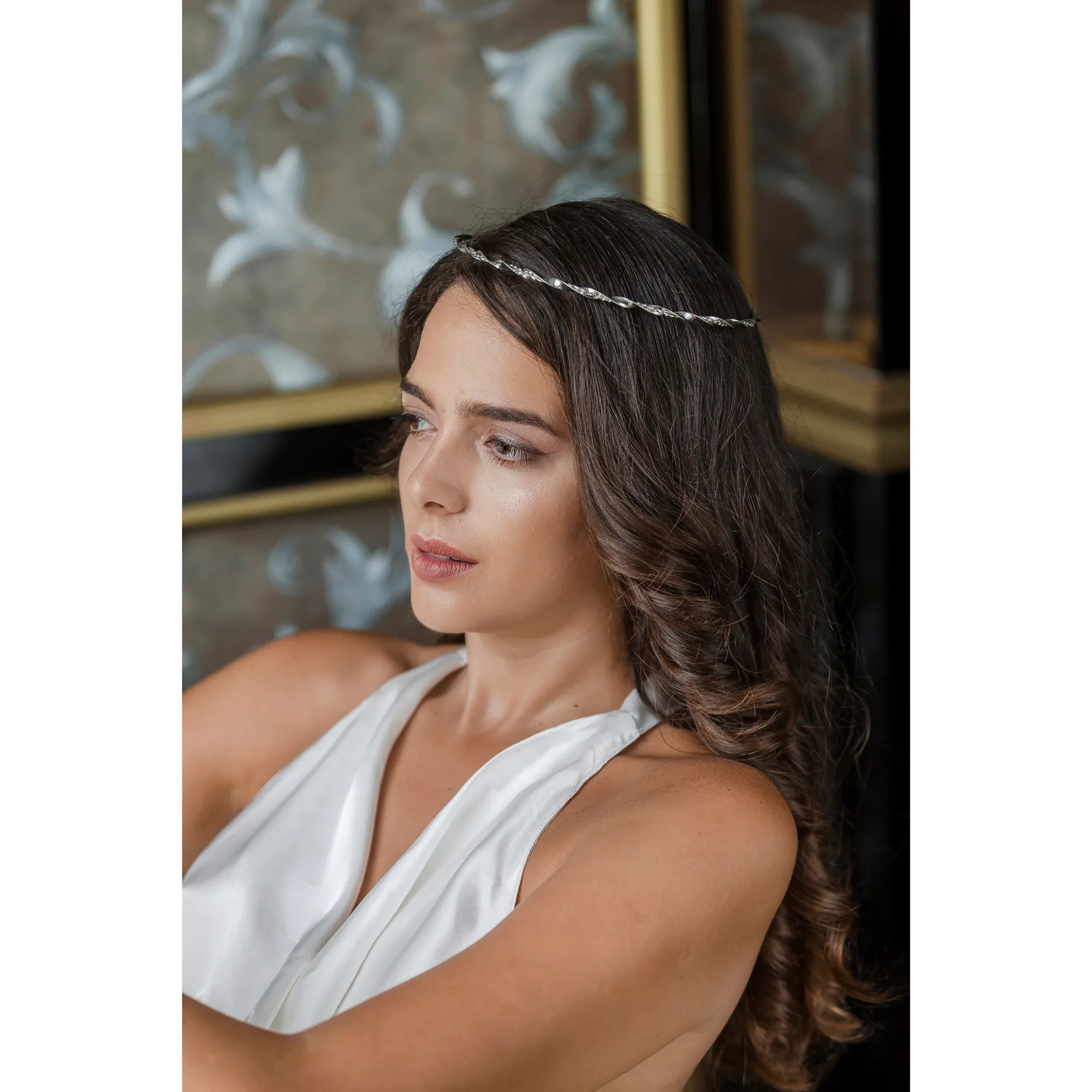Dual-Twisted Sterling Silver Ribbon Wedding Crowns
