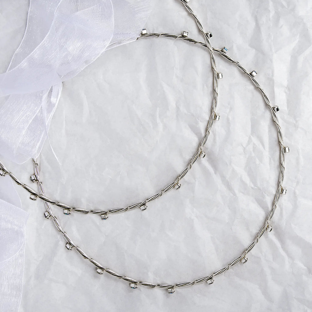 Greek Orthodox Twisted Wedding Crowns/ Stefana with Colourful Crystals