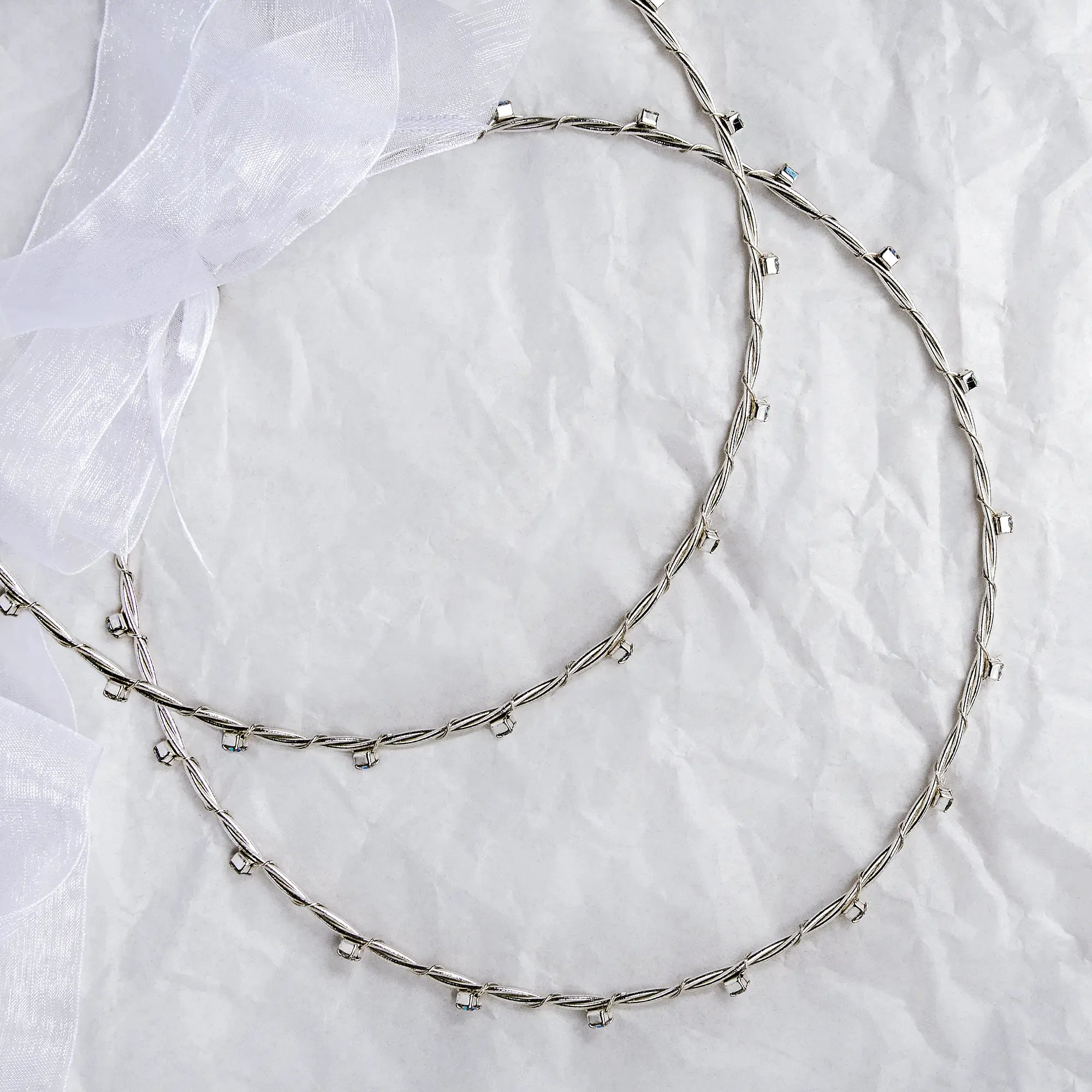 Greek Orthodox Twisted Wedding Crowns/ Stefana with Colourful Crystals Main image