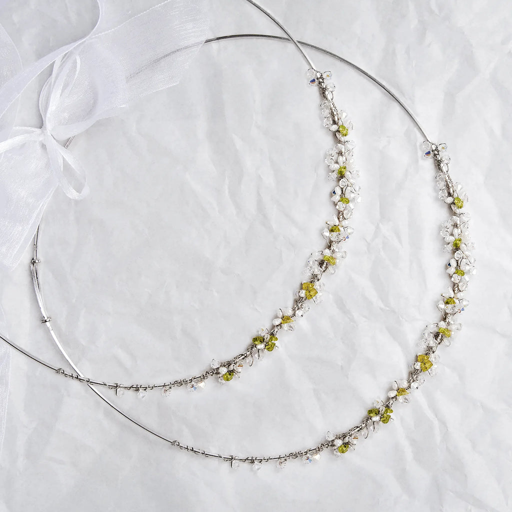 Greek Orthodox Wedding Crowns / Stefana with Pearls, Tourmaline & Swarovski Crystals