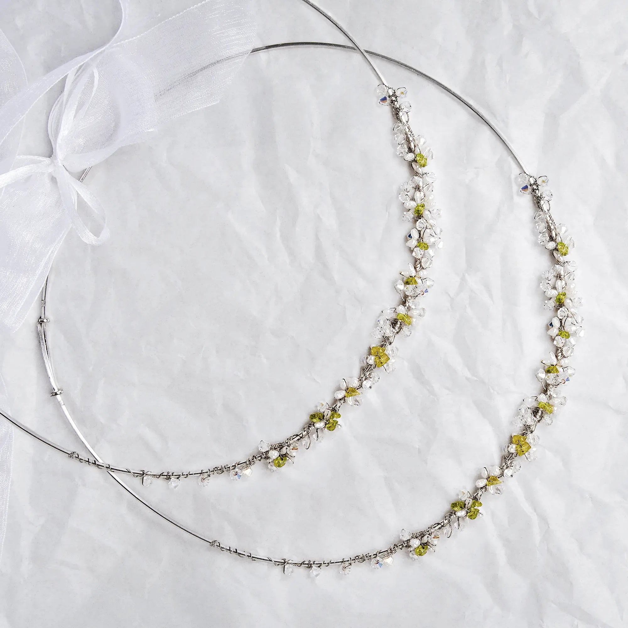 Greek Orthodox Wedding Crowns / Stefana with Pearls, Tourmaline & Swarovski Crystals