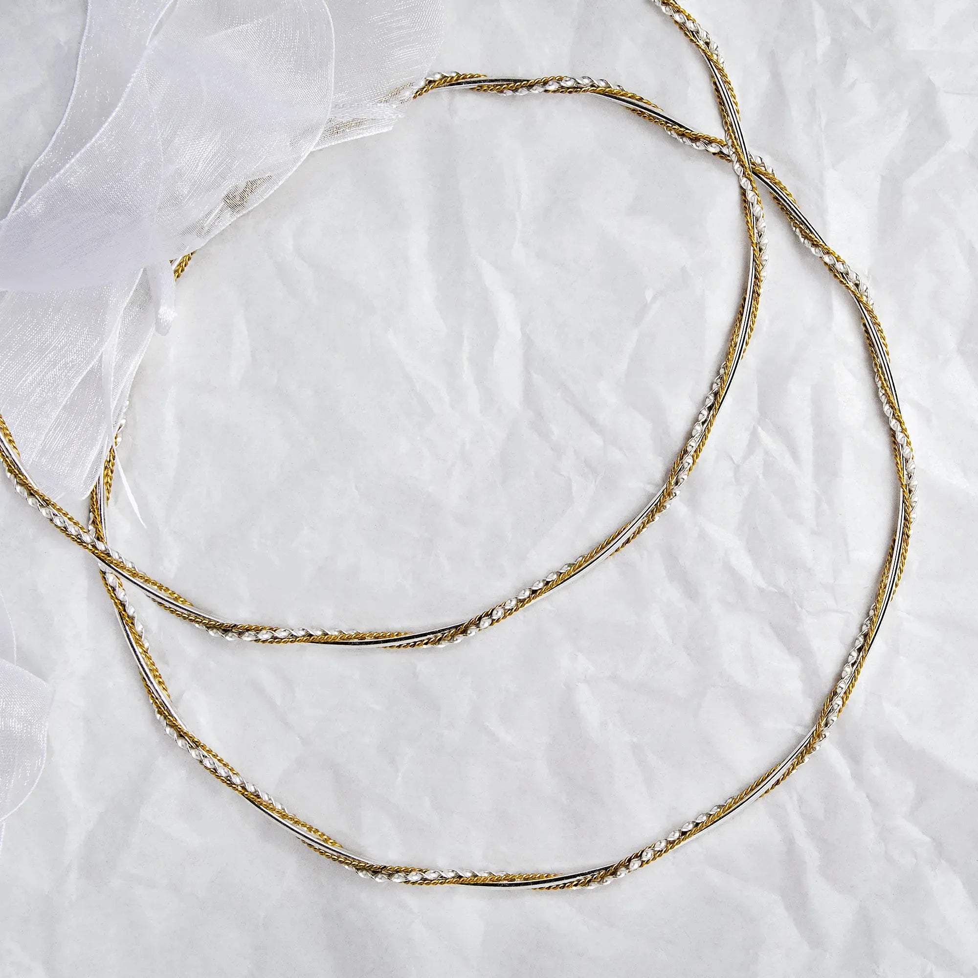 Greek Orthodox Wedding Crowns (Stefana), Tri-Component Twisted Silver Main image