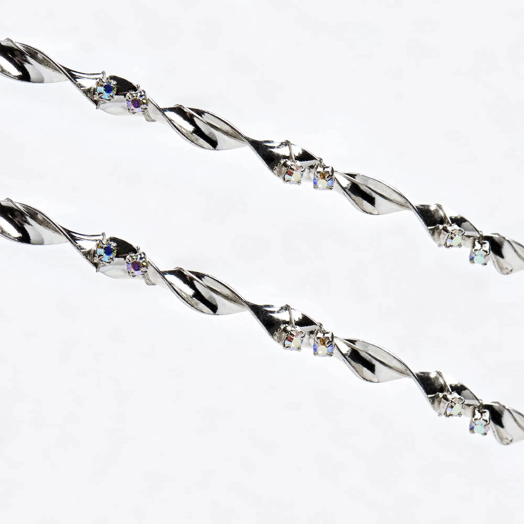 Greek Orthodox Twisted Plate Wedding Crowns/ Stefana with Crystals