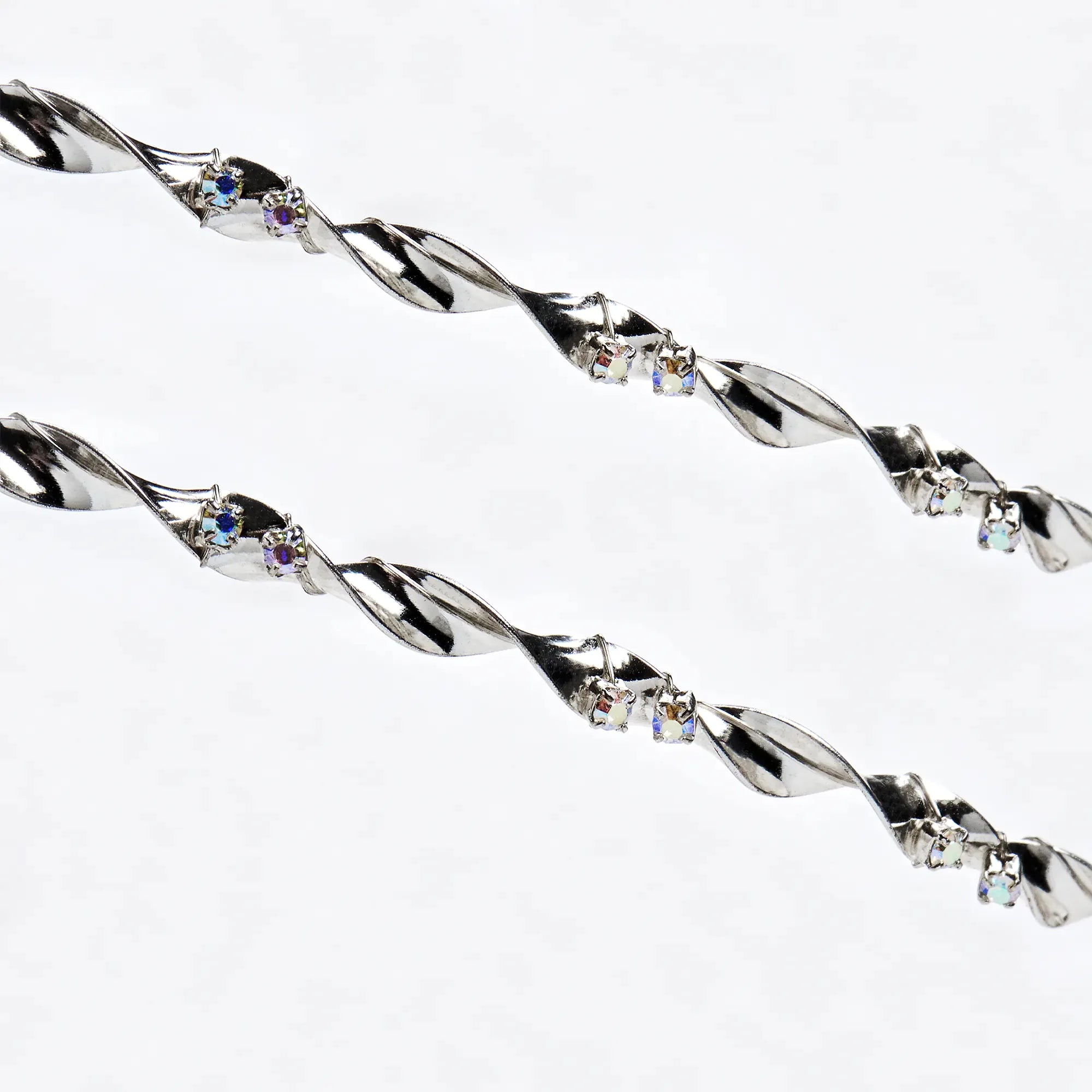 Greek Orthodox Twisted Plate Wedding Crowns/ Stefana with Crystals