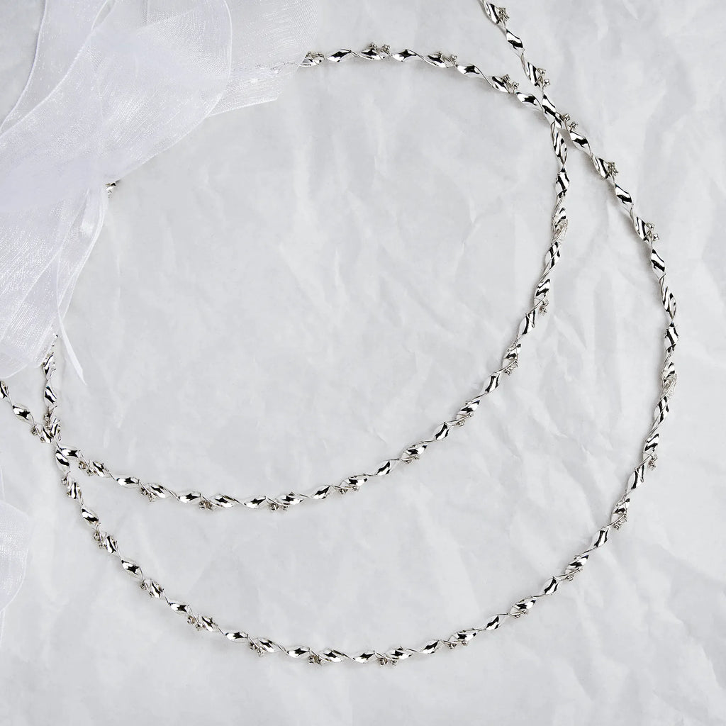 Greek Orthodox Twisted Plate Wedding Crowns/ Stefana with Crystals