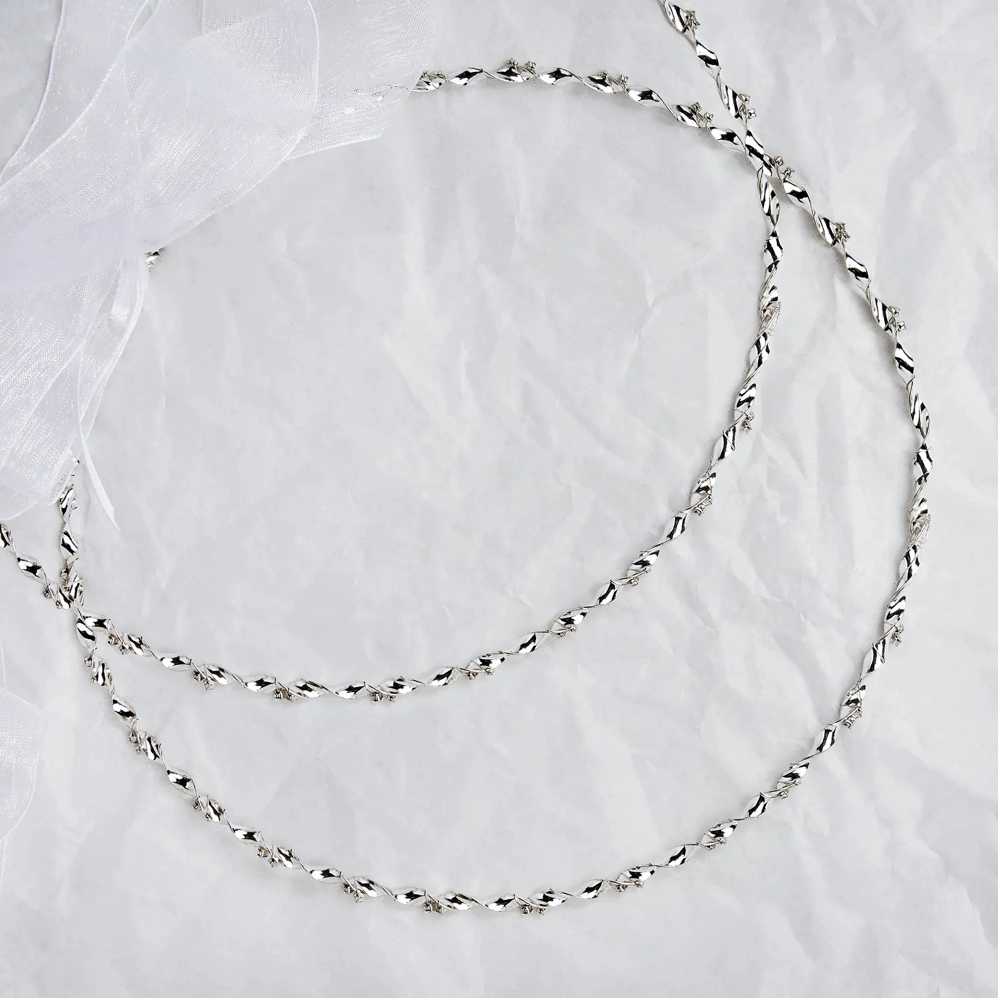 Greek Orthodox Twisted Plate Wedding Crowns/ Stefana with Crystals Main image