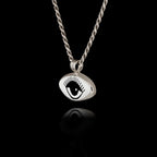 Minimalist Black & White Evil Eye Silver Pendant - Modern Protection Necklace