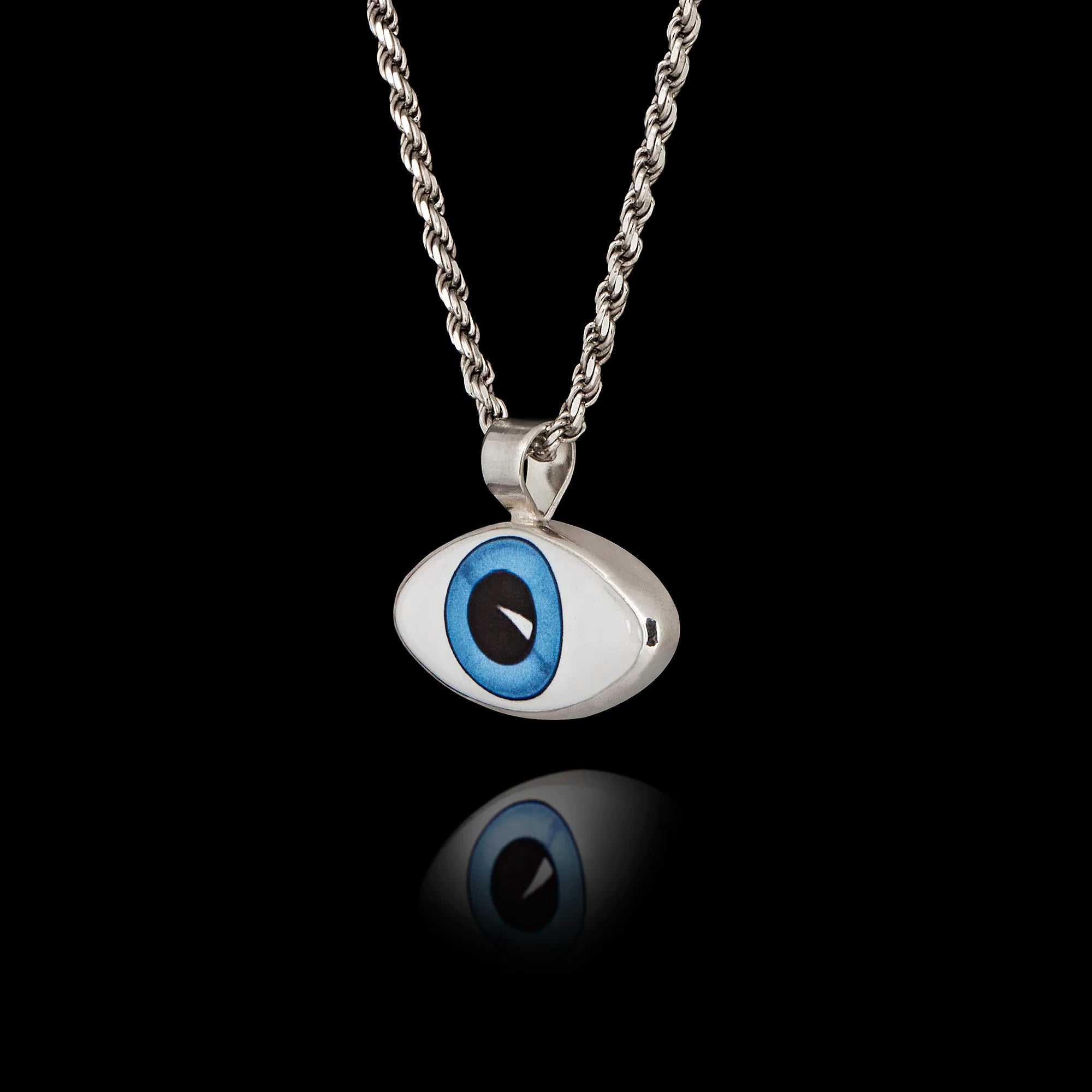 Realistic Deep Blue Evil Eye Silver Pendant - Greek Mati Necklace Secondary image