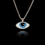 Classic Blue Evil Eye Silver Pendant - Traditional Mati Necklace