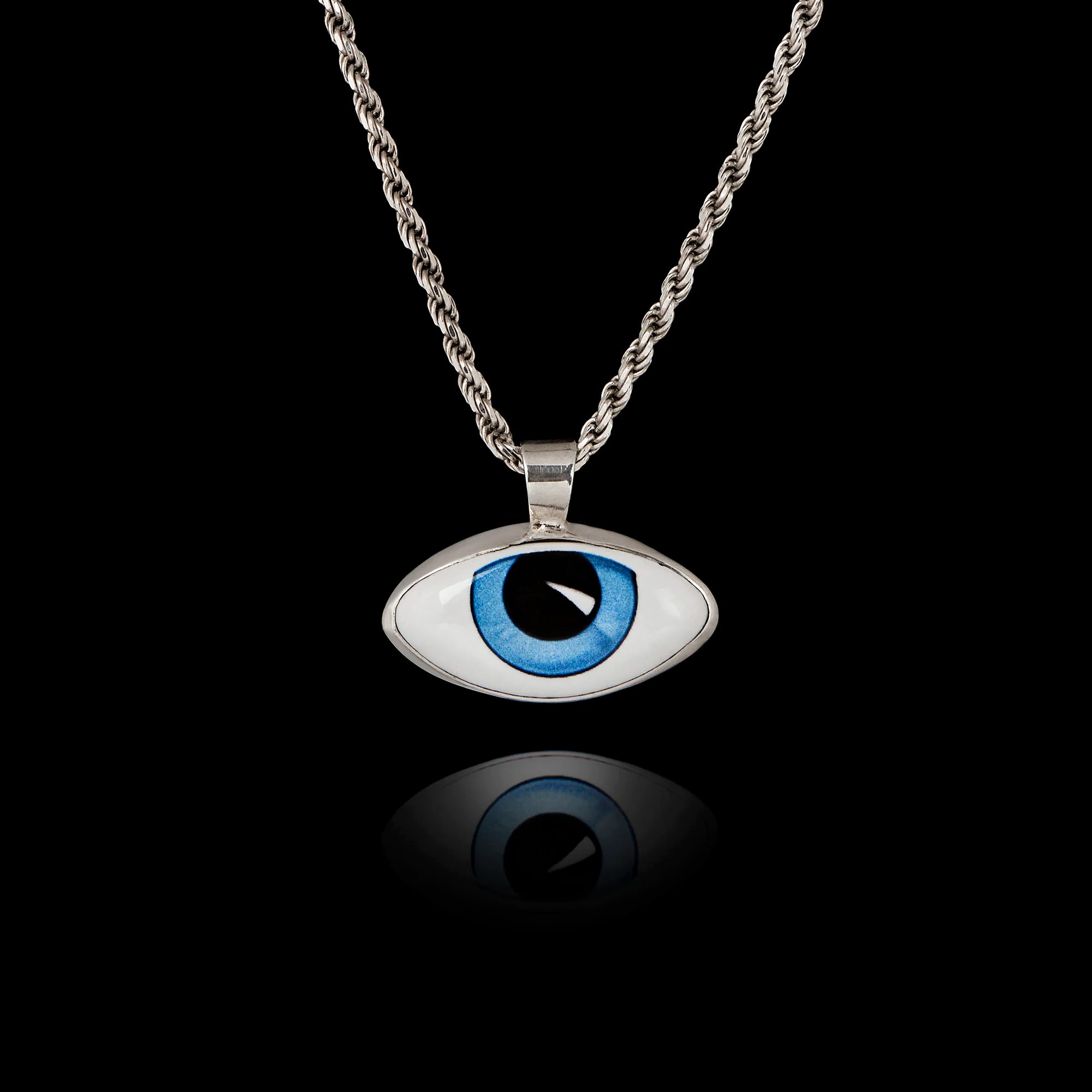 Classic Blue Evil Eye Silver Pendant - Traditional Mati Necklace
