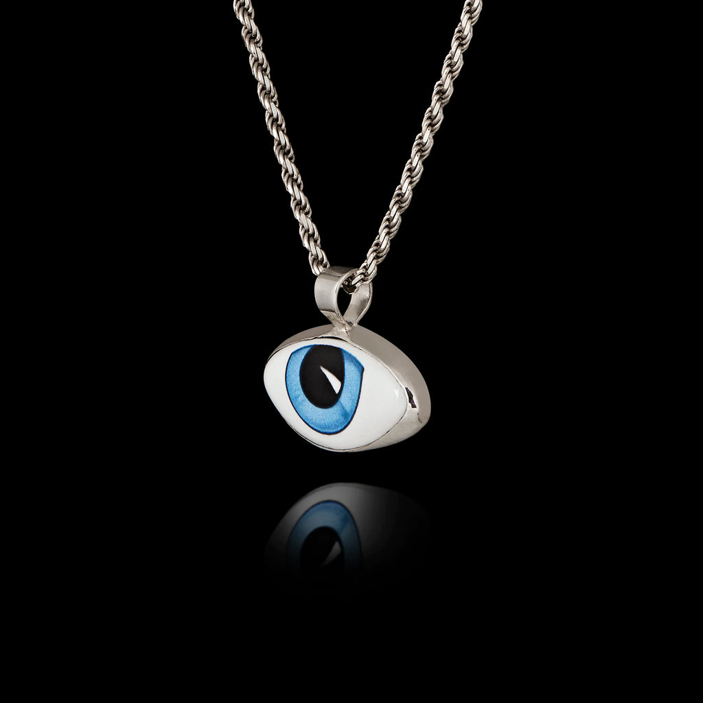 Classic Blue Evil Eye Silver Pendant - Traditional Mati Necklace
