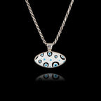 Polka Dot Evil Eye Silver Pendant - Modern Pop Art Necklace