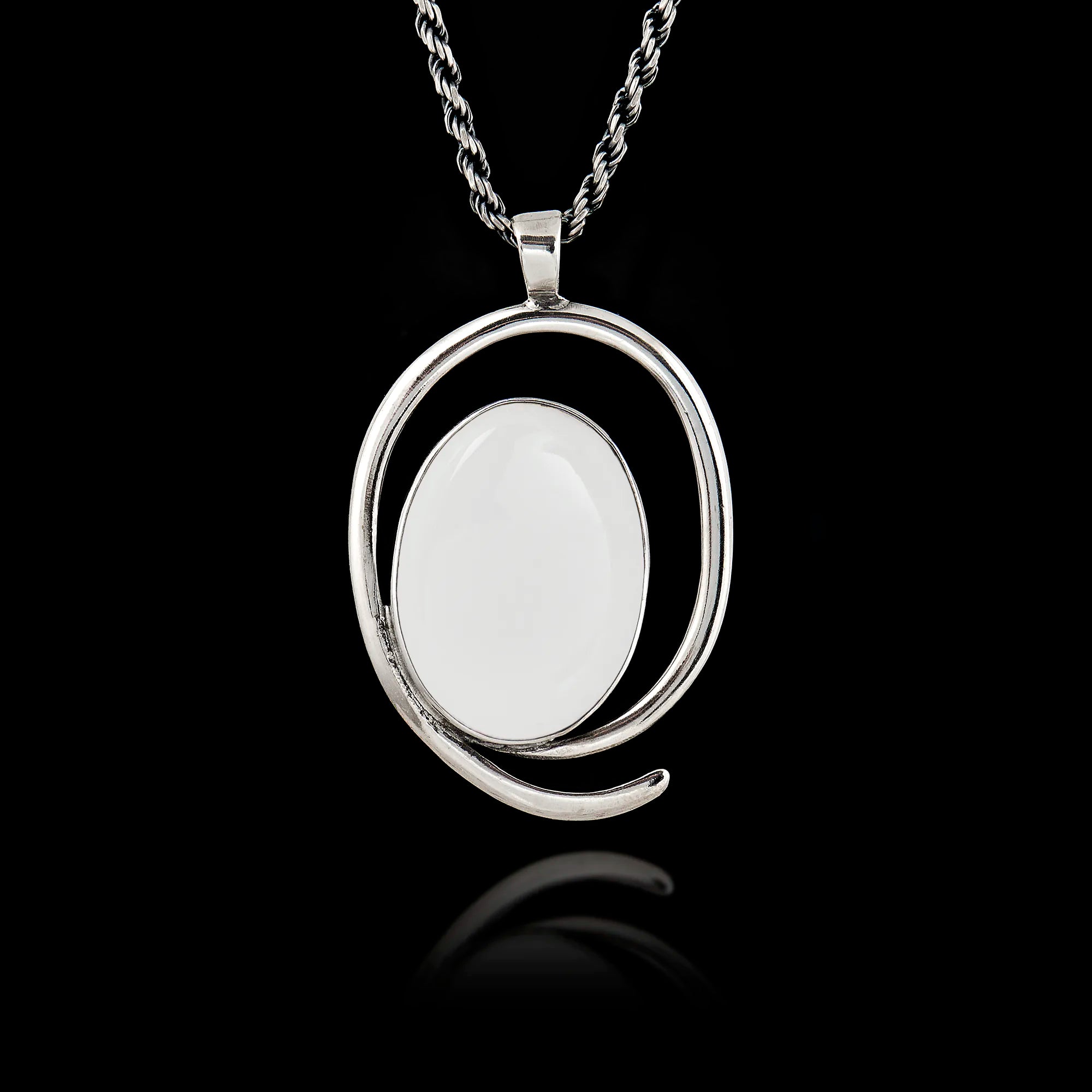 Sterling Silver Spiral Pendant with Ceramic Stone Main image