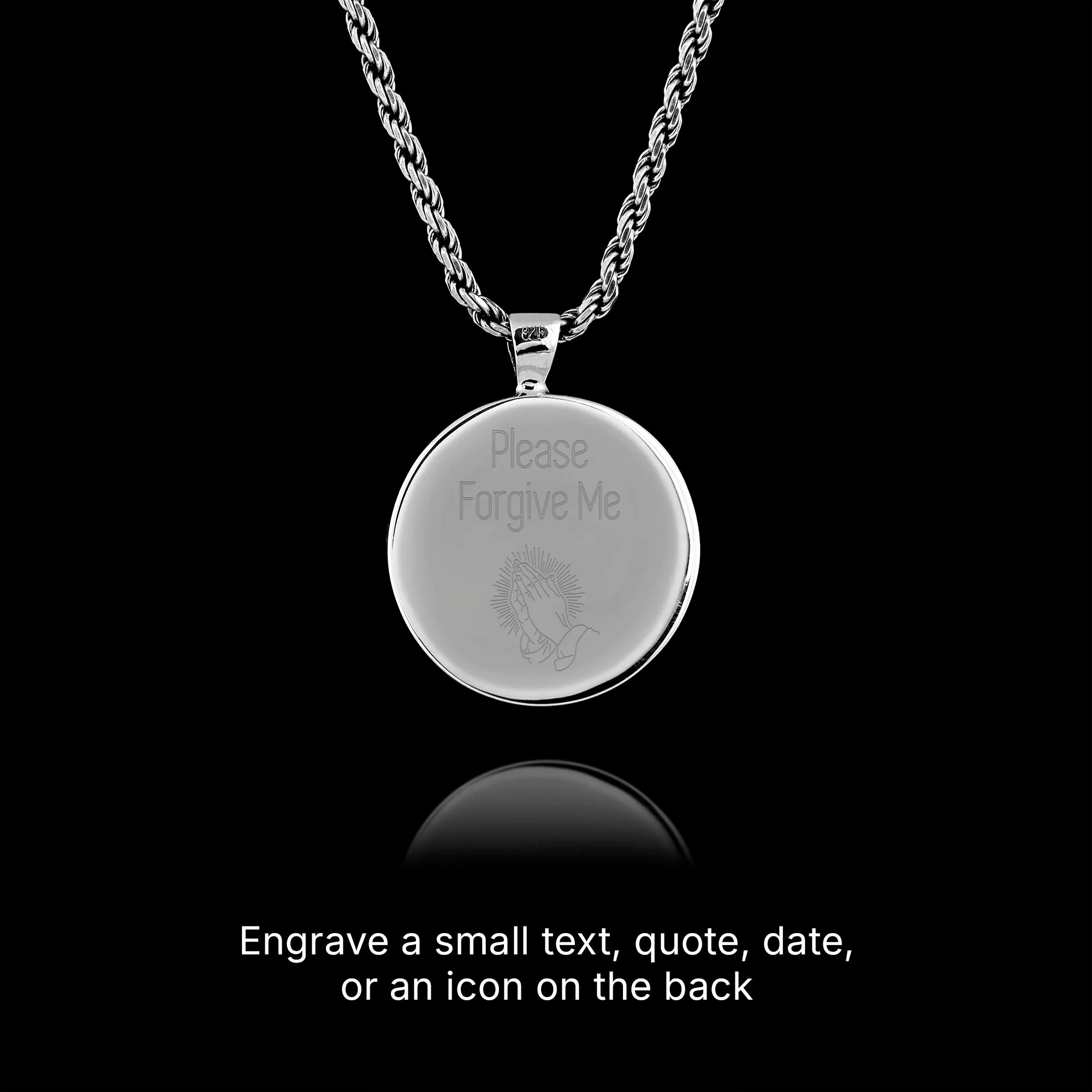 Virgin Mary in Prayer Silver Pendant - Art Necklace