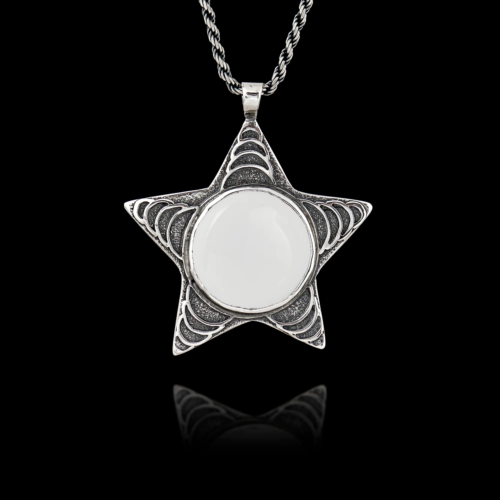 Sterling Silver Star Pendant with Arc Accents