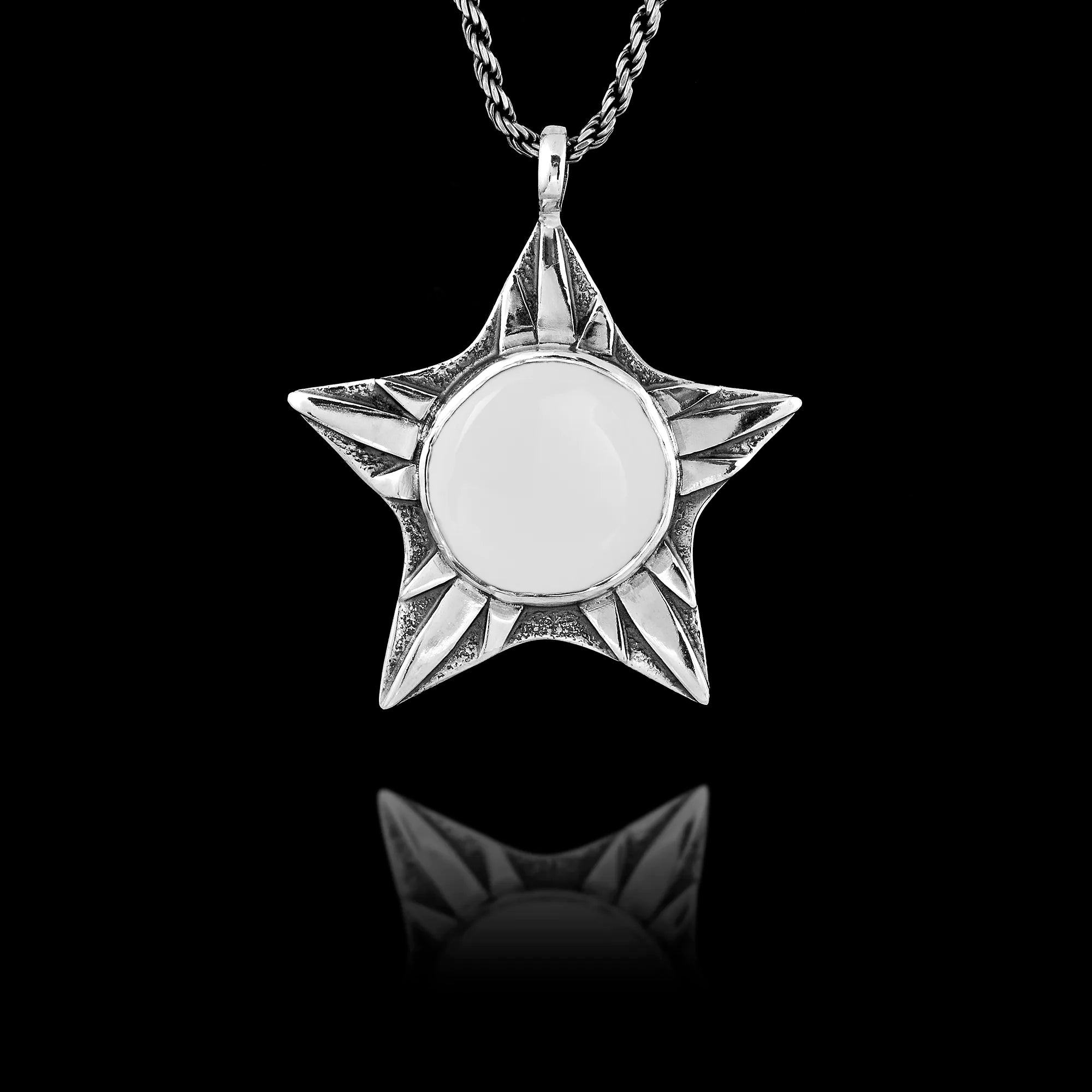Sterling Silver Star Pendant with Sculpted Lines Design Main image