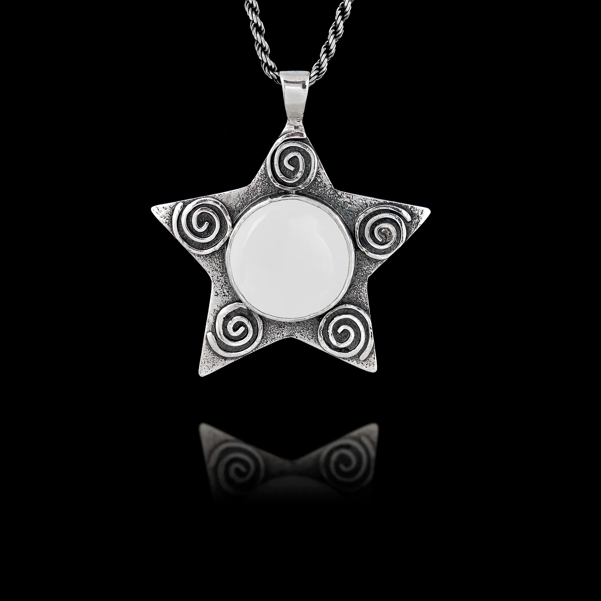 Sterling Silver Star Pendant with Spiral Accents
