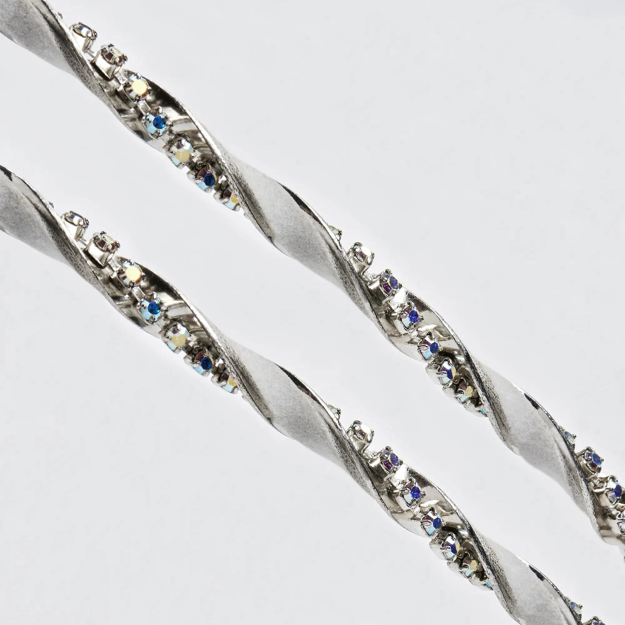 Silver & Leather Stefana with Multicolored Crystals | Wedding Crowns Secondary image